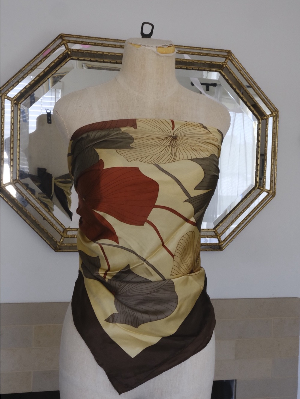 100% silk scarf with large floral pattern